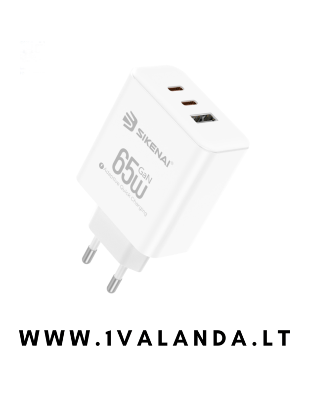 Greito įkrovimo blokelis Sikenai 65W PD fast charge type-C usb 