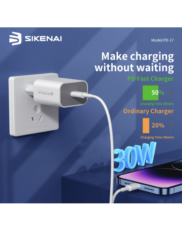 Ātrās uzlādes QC 3.0 lādētājs 30W USB type-c