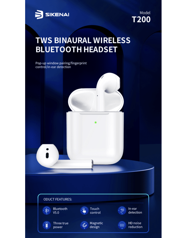 Sikenai AirPods T200 belaidės airpods ausinės