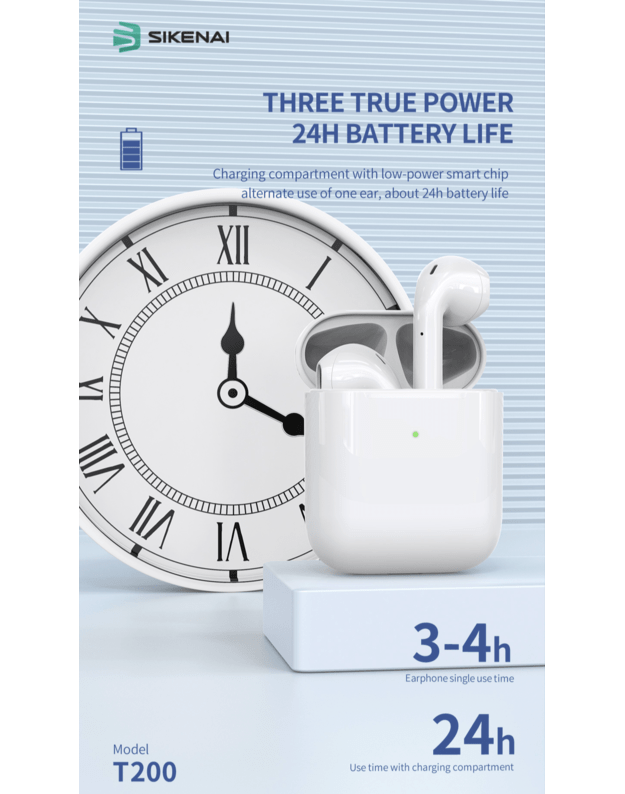 Sikenai AirPods T200 bezvadu airpods austiņas